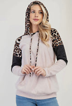 Load image into Gallery viewer, Celeste Taupe Animal Colorblock Hoodie with Pocket
