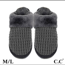 Load image into Gallery viewer, C.C. Grey Waffle Knitted Slippers
