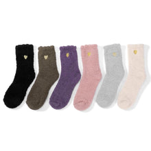 Load image into Gallery viewer, Soft Plush Knit Socks with Embroidered Heart
