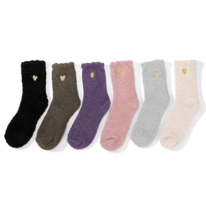 Soft Plush Knit Socks with Embroidered Heart