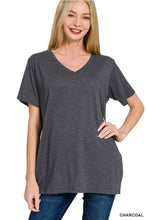 Load image into Gallery viewer, Zenana Charcoal Boyfriend V-neck Tee
