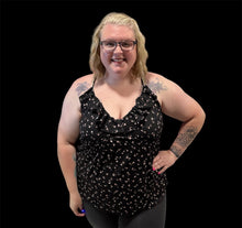 Load image into Gallery viewer, Culture Code Black Mini Floral Ruffle V-neck Cami Top
