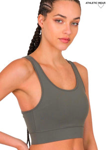 Zenana Ash Grey Athletic Raceback Padded Bra