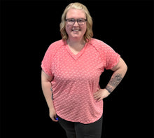 Load image into Gallery viewer, Heimish Coral Jacquard Short Sleeve Top
