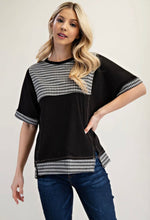 Load image into Gallery viewer, Celeste Black Gingham Color Block Short Sleeve
