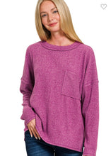 Load image into Gallery viewer, Zenana Light Plum Ribbed Brushed Melange Hacci Sweater
