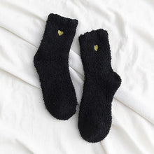 Load image into Gallery viewer, Soft Plush Knit Socks with Embroidered Heart
