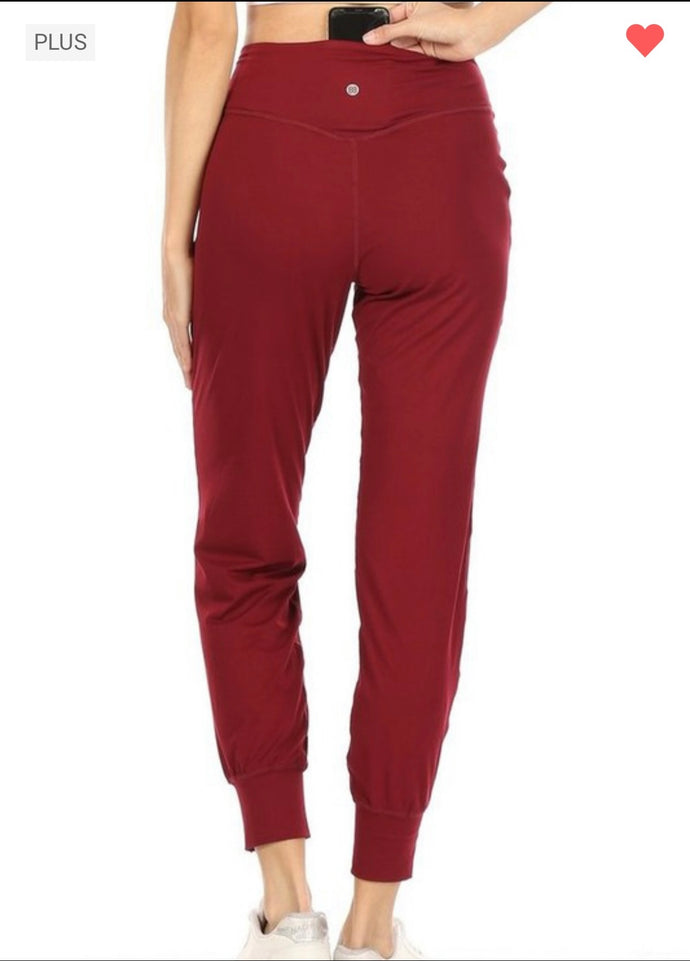 Leggings Depot Burgundy Joggers