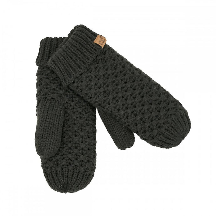 Black C.C. Cross Cell Stitch Mittens