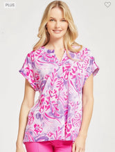 Load image into Gallery viewer, Dear Scarlett Purple Multi Short Sleeve Lizzy Top
