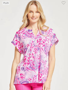 Dear Scarlett Purple Multi Short Sleeve Lizzy Top