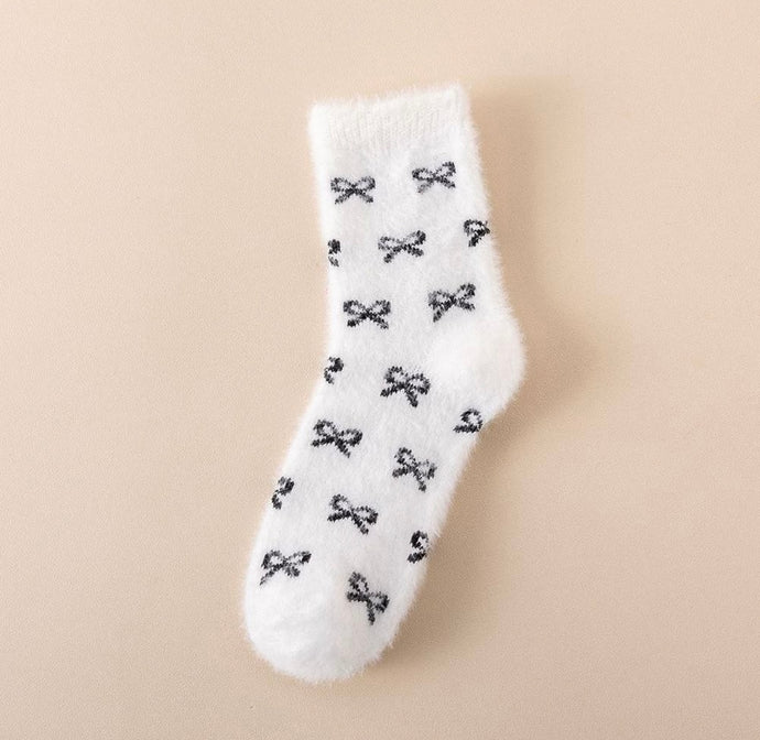 Solmere Soft Plush Knit Socks with Bow Details
