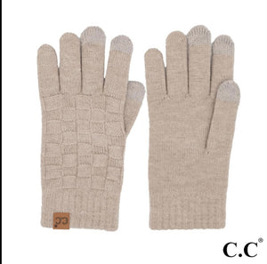 Beige C.C. Weaving Texture Glove Touchscreen Compatible