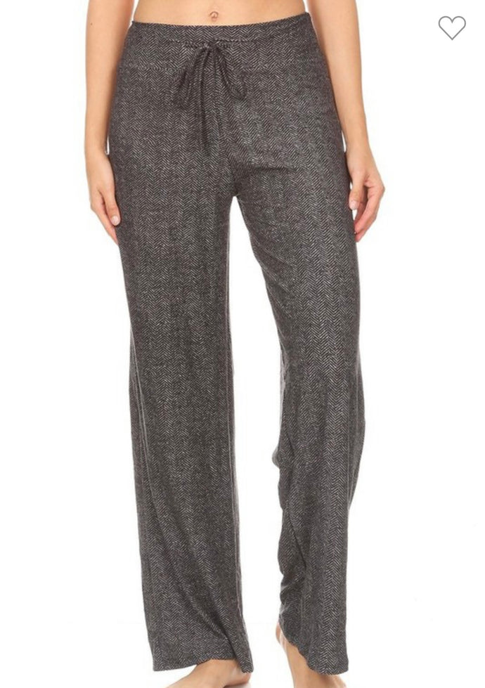 Charcoal Pattern Wide Leg Lounge Pants