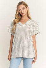 Load image into Gallery viewer, Heimish Ivory/Black V-neck Textured Top
