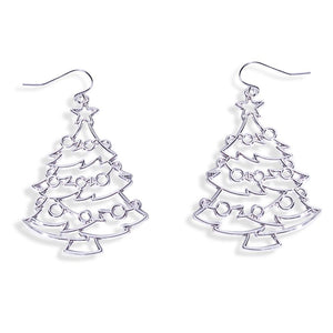 Hollow Metal Christmas Tree Drop Earrings