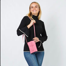 Load image into Gallery viewer, Pink Vegan Leather Mini Flap Crossbody Bag
