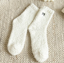 Load image into Gallery viewer, Solmere Soft Plush Knit Socks with Embroidered Bow

