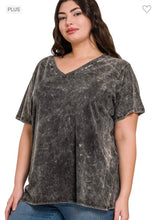 Load image into Gallery viewer, Zenana Ash Black Washed Short Sleeve V-neck Top
