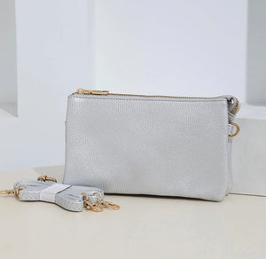 Silver Crossbody Faux Leather Envelope Organizer