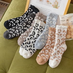 Soft Plush Cheetah Print Socks