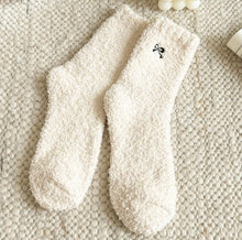 Load image into Gallery viewer, Solmere Soft Plush Knit Socks with Embroidered Bow
