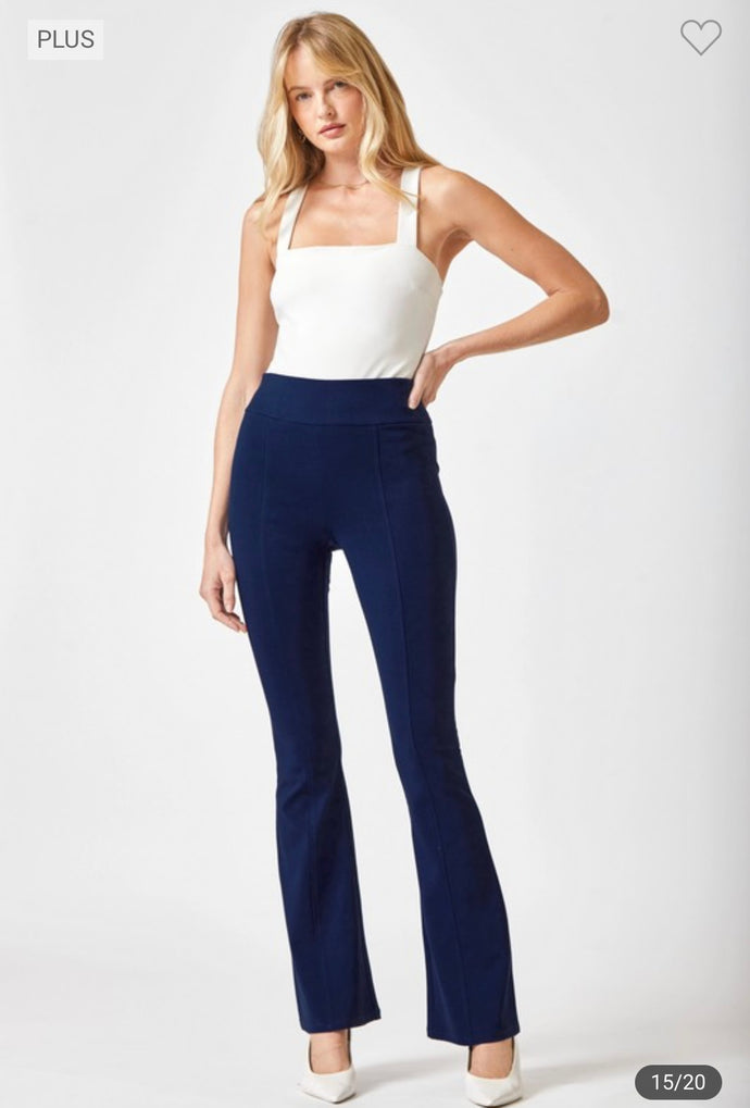 Dear Scarlett Navy High Waisted Kick Flare Dress Pants