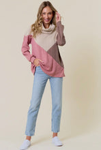 Load image into Gallery viewer, Lovely Melody Taupe/Mauve/Chocolate Cowl Neck
