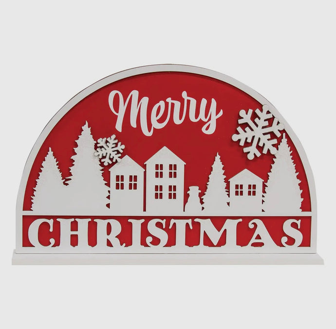 Sparkle Snowflake Merry Christmas Village Sign