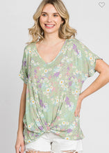 Load image into Gallery viewer, Crinkle Floral Print V-neck Front Knot Top
