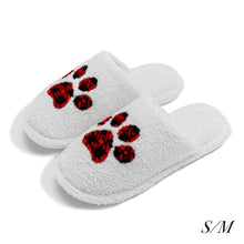 Load image into Gallery viewer, Judson ComfyLuxe Plush Plaid Paw Print Slide on Slippers
