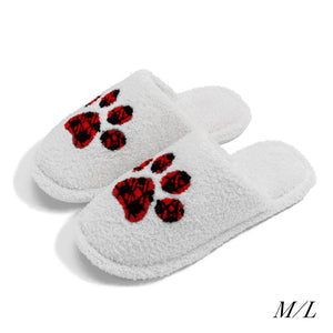 Judson ComfyLuxe Plush Plaid Paw Print Slide on Slippers