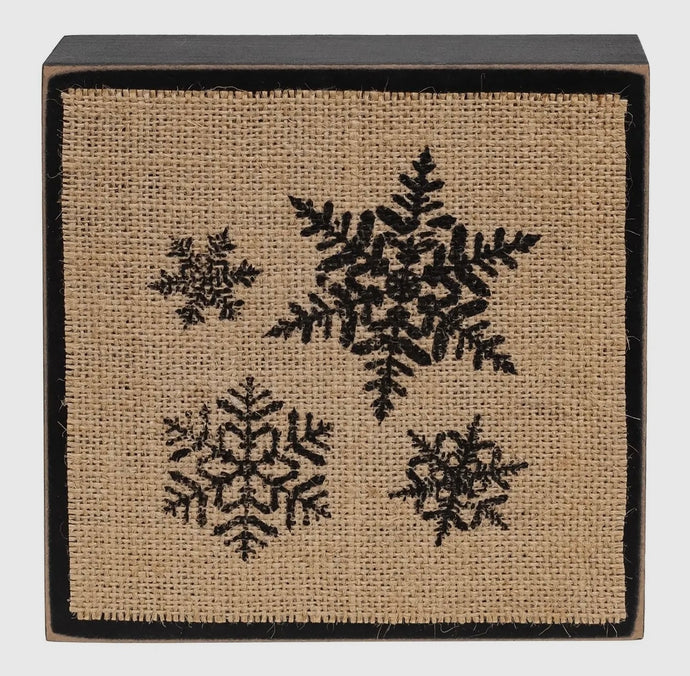 Stamped Burlap Snowflake Box Sign