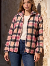 Load image into Gallery viewer, Dear Scarlett Pink Plaid Teddy Zip Up Jacket
