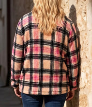 Load image into Gallery viewer, Dear Scarlett Pink Plaid Teddy Zip Up Jacket
