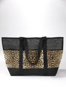 Leopard Print Mesh Bag