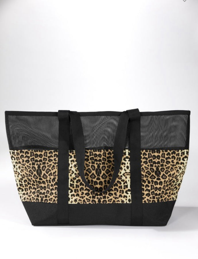 Leopard Print Mesh Bag