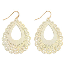 Load image into Gallery viewer, Ultralight Brass Punched Filigree Teardrop Earrings
