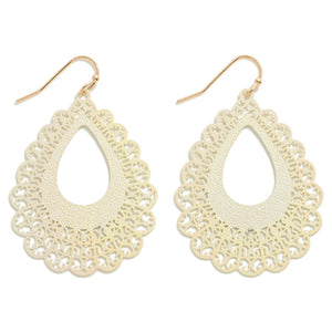 Ultralight Brass Punched Filigree Teardrop Earrings