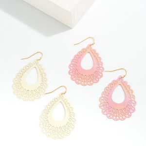 Ultralight Brass Punched Filigree Teardrop Earrings