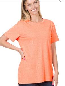 Neon Coral Round Neck Boyfriend Tee