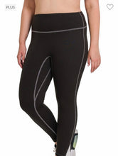 Load image into Gallery viewer, Black Brushed Leggings with Stitching Detail
