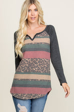 Load image into Gallery viewer, Animal Multi Stripe Long Sleeve V-neck Top
