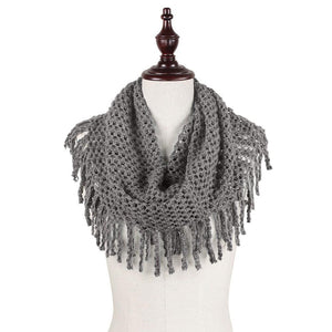 Tube Knit Scarf with Fringe Tassels