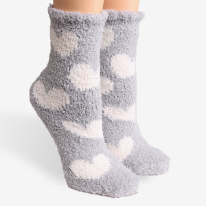 Comfy Luxe Fuzzy Knit Heart Socks