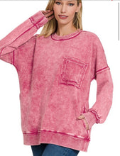 Load image into Gallery viewer, Ash Pink Acid Wash Pullover
