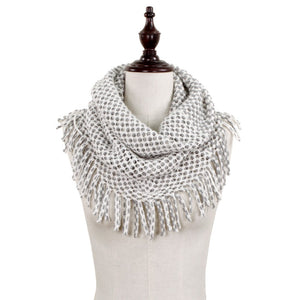 Tube Knit Scarf with Fringe Tassels