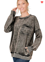 Load image into Gallery viewer, Ash Black Acid Wash Pullover
