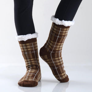 Plaid Print Sherpa Socks