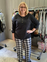 Load image into Gallery viewer, Plaid Wide Leg Lounge Pants with Drawstring Waist
